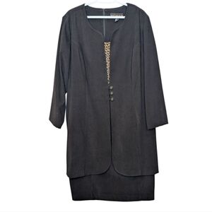 Vintage Women Sophisticate Plus Size 20 Women's Layered Black Leopard Dress